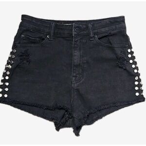 BDG. High-rise Cheeky Black Denim Cut Off Heavy Studded Shorts Size 26